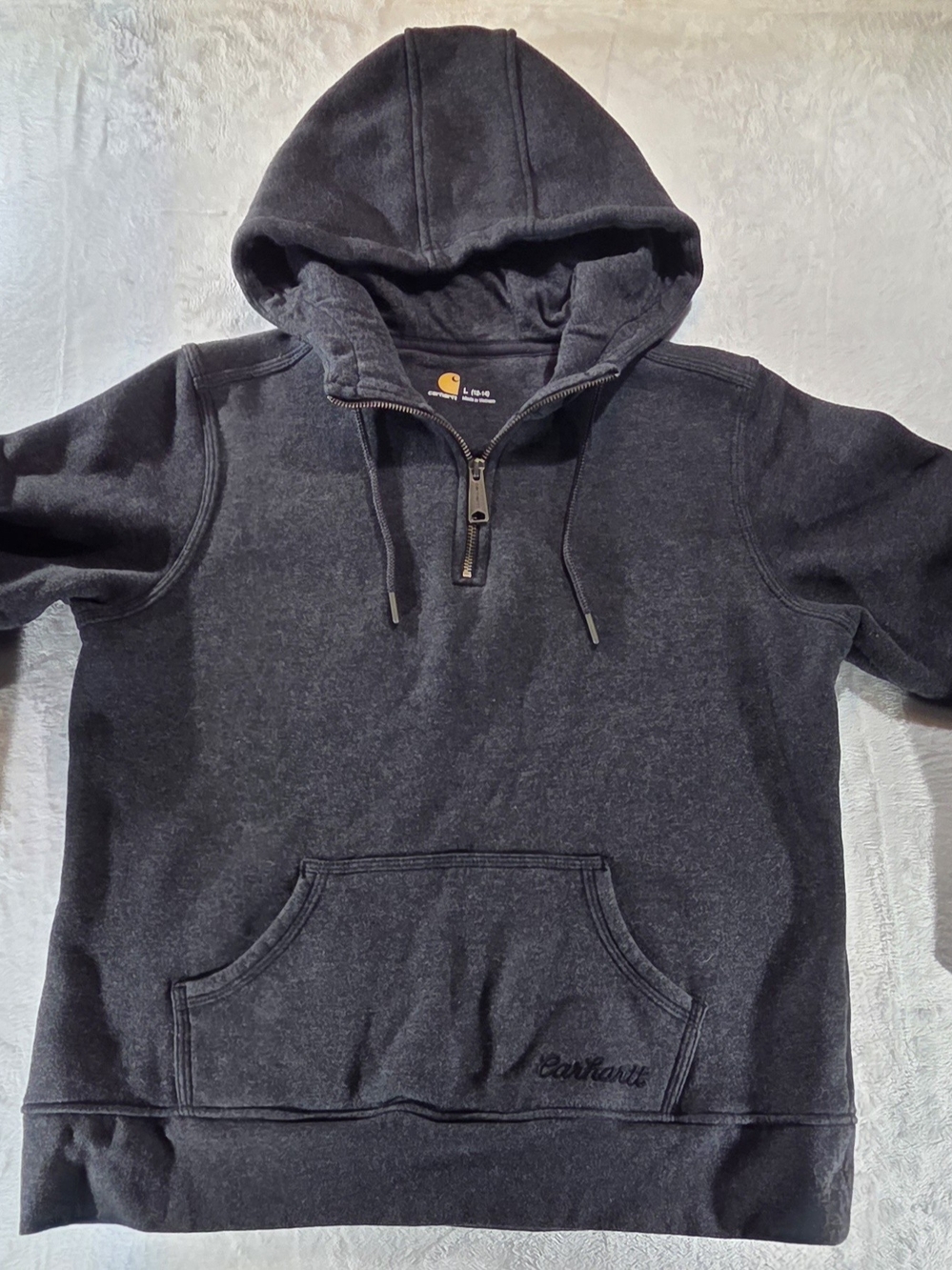 Carhartt Men’s 1/4 Zip Pullover Hoodie Solid Gray w/ Pockets Size L - 0084
